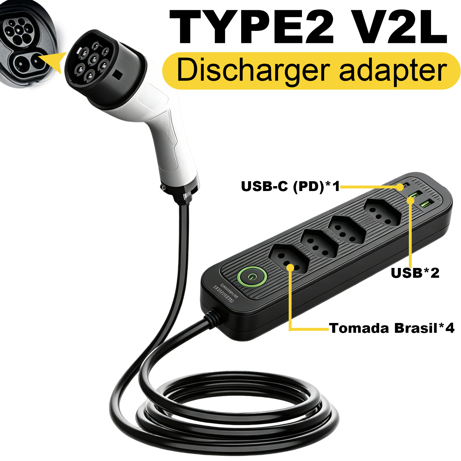 Outdoor Power Adapter - Adaptador de Descarga Tipo 2 V2L
