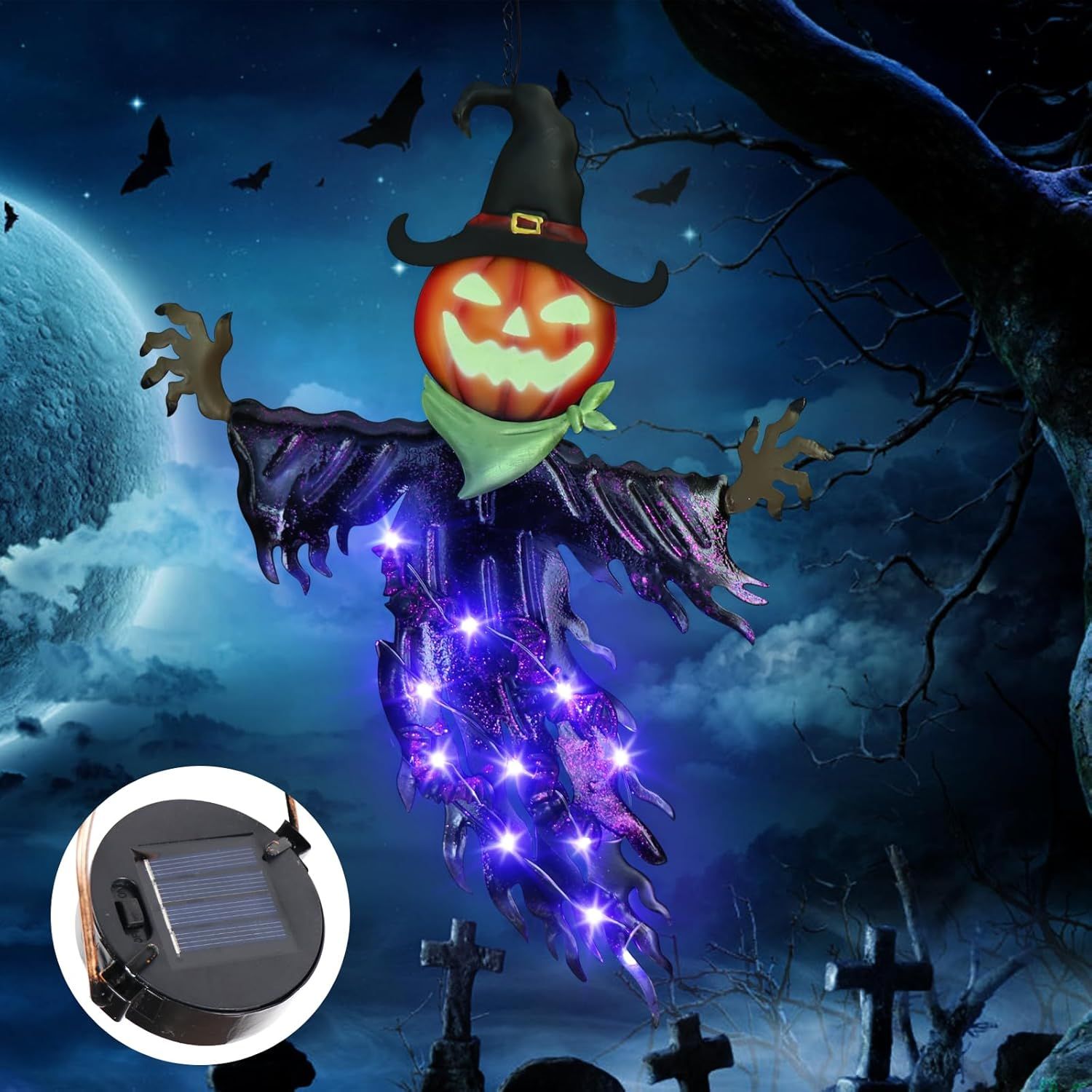Outdoor Power For Christmas Lights - Decoraciones Colgantes Metálicas Solares para Halloween,