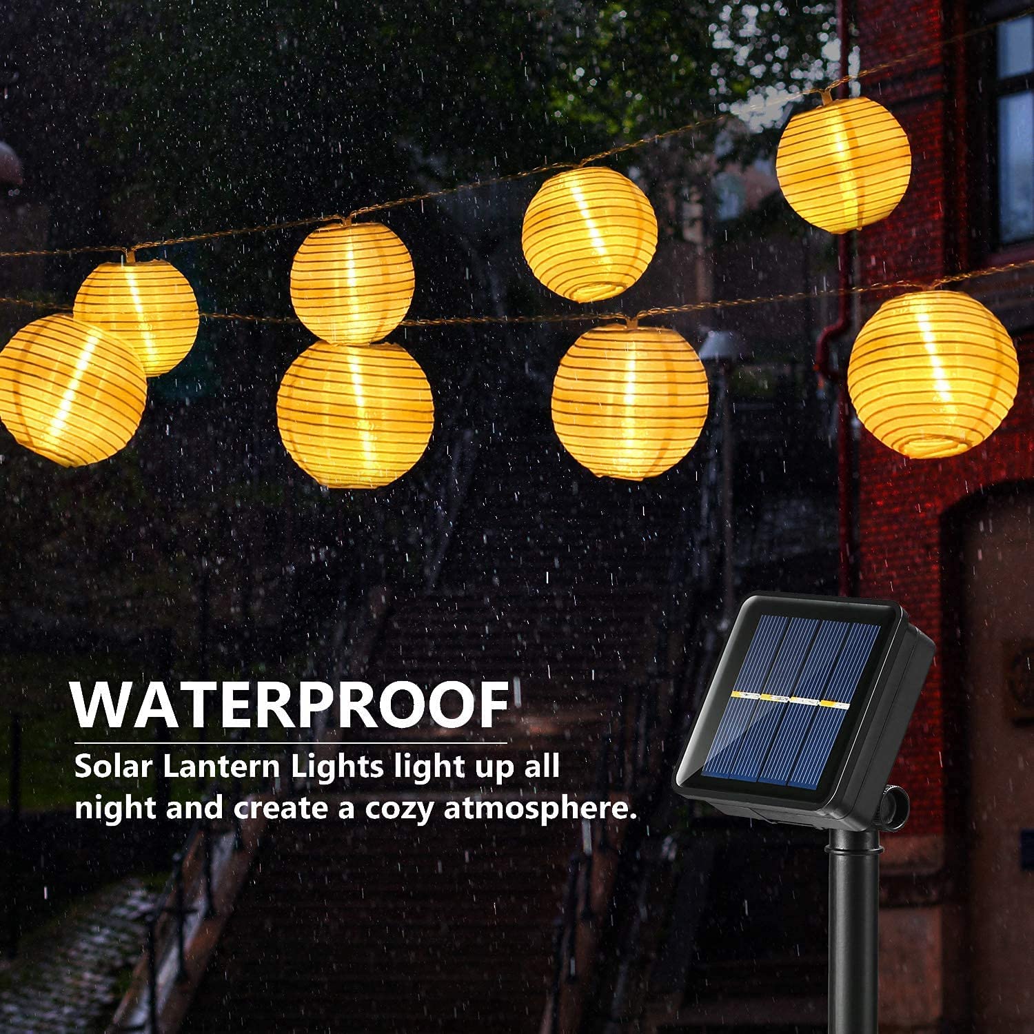 Linterna impermeable, guirnald - Outdoor Power Outlet Solar reseña y precio
