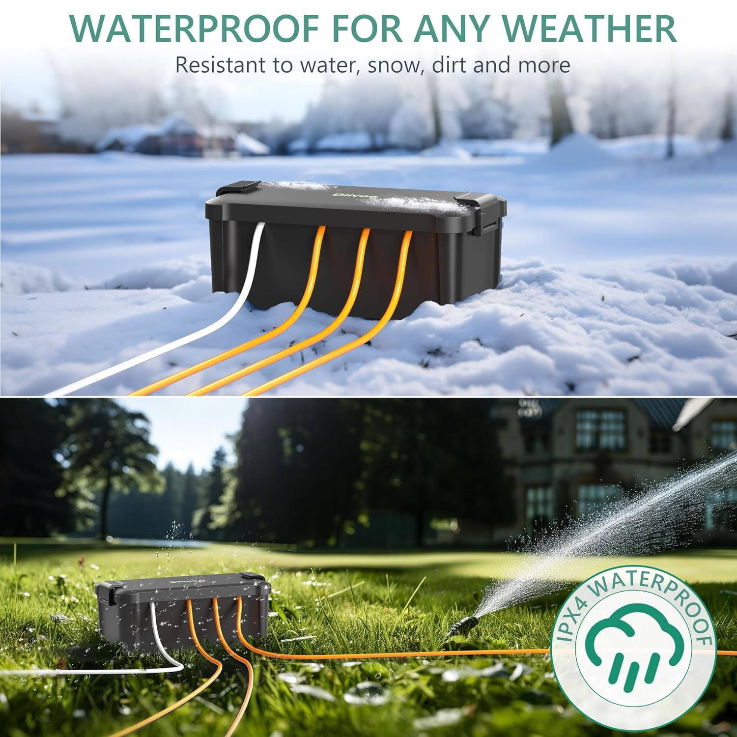 Diivoo-caja eléctrica impermea - Outdoor Power Extension Cord reseña y precio