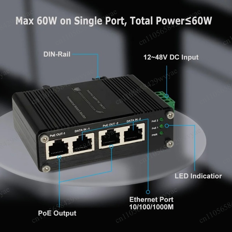 Inyector PoE de 60W y 2 puerto - Outdoor Power Adapter reseña y precio